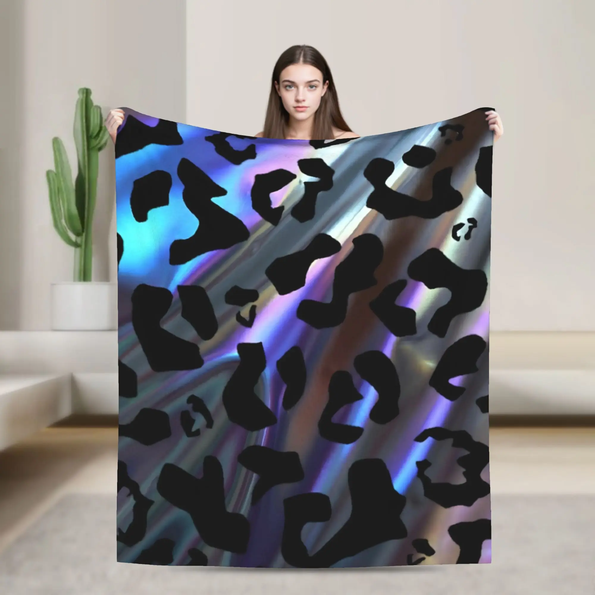 Leopard Metallic Foil Blankets   Flannel Throw Blankets Home Couch Printed Lightweight Bedspreads