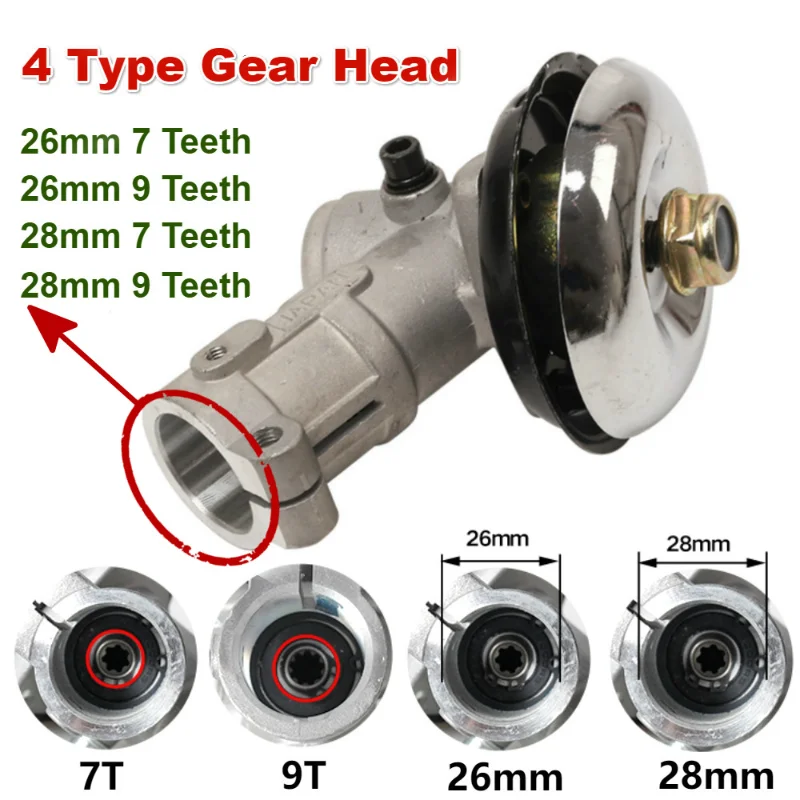 26/28mm 7/9T Strimmer Gear Head Gearbox Brush Cutter Grass Trimmer Lawn Mower Part