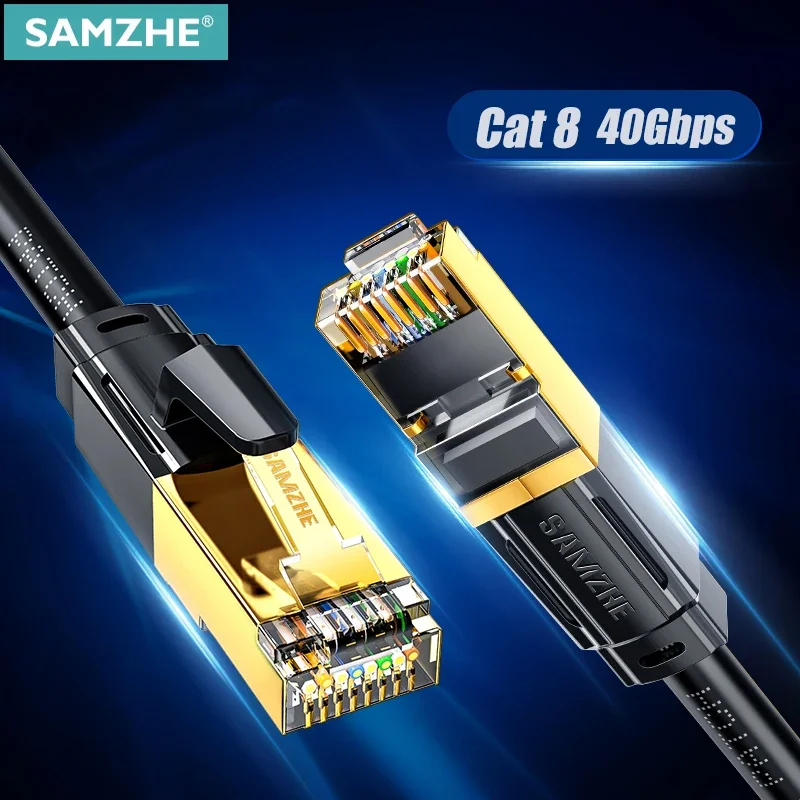 

SAMZHE Cat8 SFTP Ethernet Cable Patch Cat 8 UTP Lan Cable 10Gbps, 25Gbps, 40Gbps for RJ45 Computer,Networking