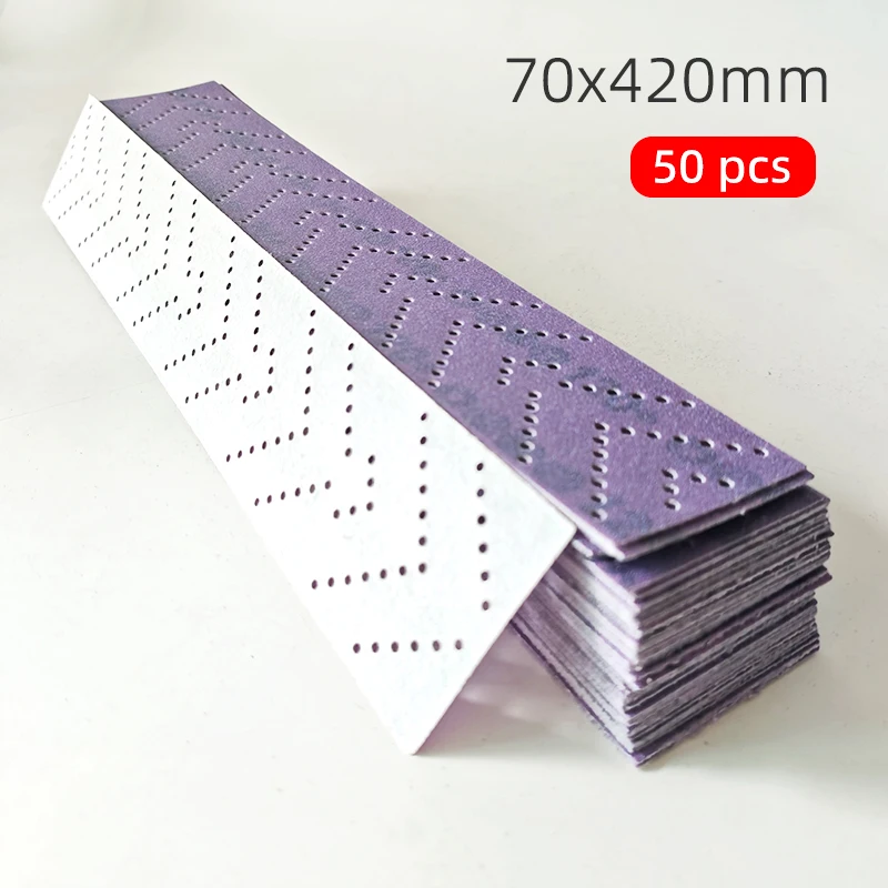 Purple Ceramic Sandpaper 70x420MM Long for Car Polishing And Grinding Flocking Abrasive 80-400 Grits Options Car Care Supplies