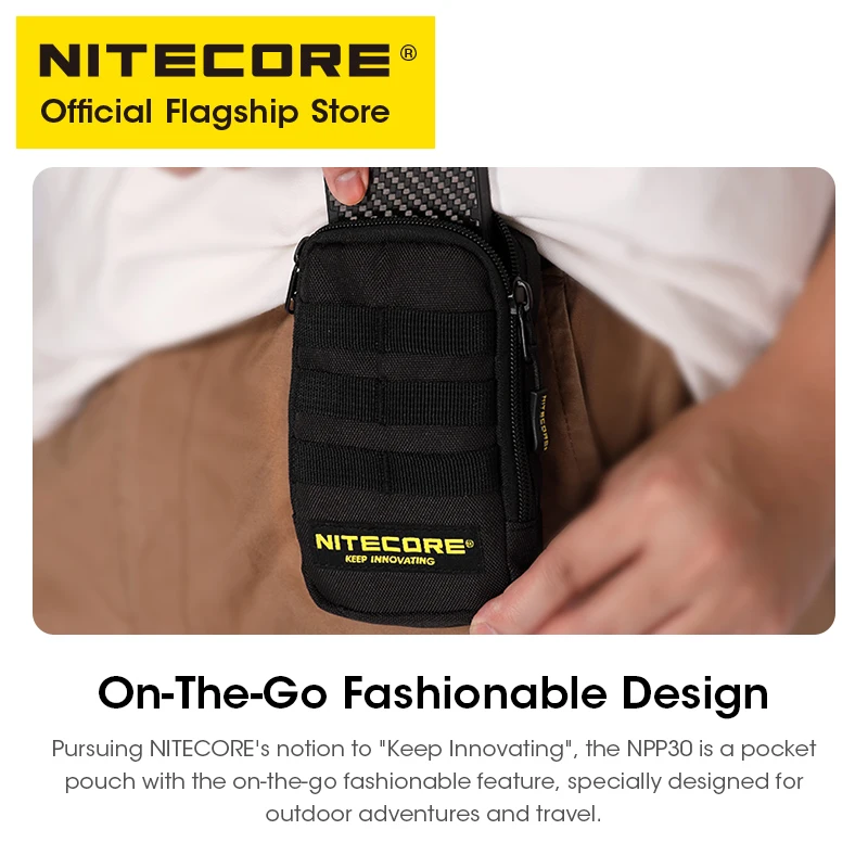 NITECORE NPP30 Tactical Pocket Pouch Power Bank Bag Earphone Pack Black MOLLE Military EDC Mini Purse Wallet for Men Women