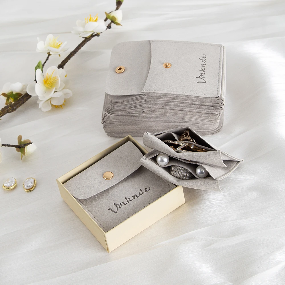

Velvet Lined Jewelry Organizer Pouch with Closure Microfiber Bridal Wedding Favor Gifts Necklace Earring Ring Storage Trave