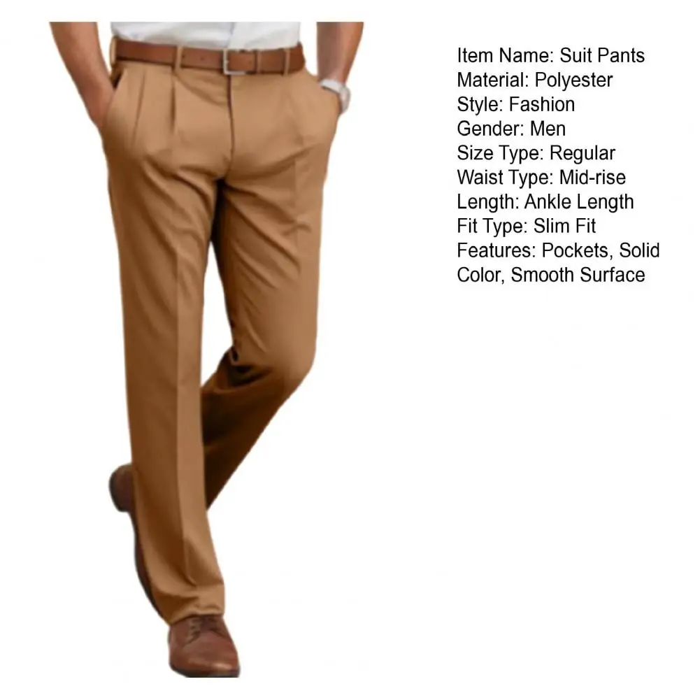 Herbst glatt Khaki knöchel lange Hosen Männer Business Anzug Hose einfarbig Stretch Freizeit kleidung Anzug Hose männliche Pantalones