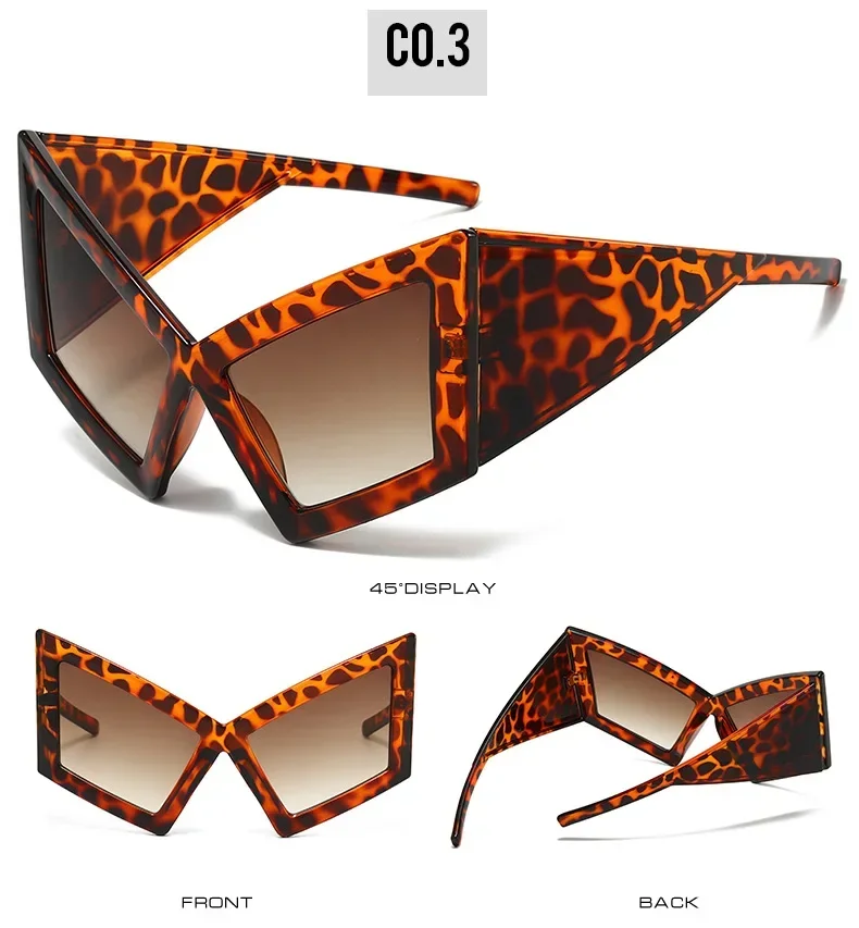 JNPCXI Mode Übergroße Cat Eye Sonnenbrille Frauen Rot Shades UV400 Retro Gradienten Männer Breite Beine Sonnenbrille – Detail 8
