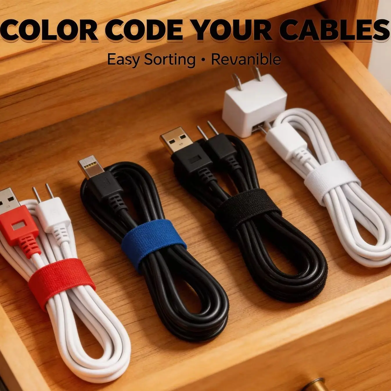 60pcs Multi-Purpose Fastener Cable Straps Tape Cable Ties Reusable Hook Loop Strips Wire Ties Cables Organizer Cord Wraps