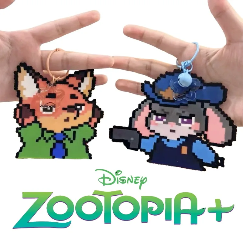 

Брелок Disney Zootopia Judy Nick, акриловый аниме-подвеска, колокольчик, рюкзак, пиксельное украшение, Kawaii, автомобильный брелок для ключей, детская милая игрушка в подарок