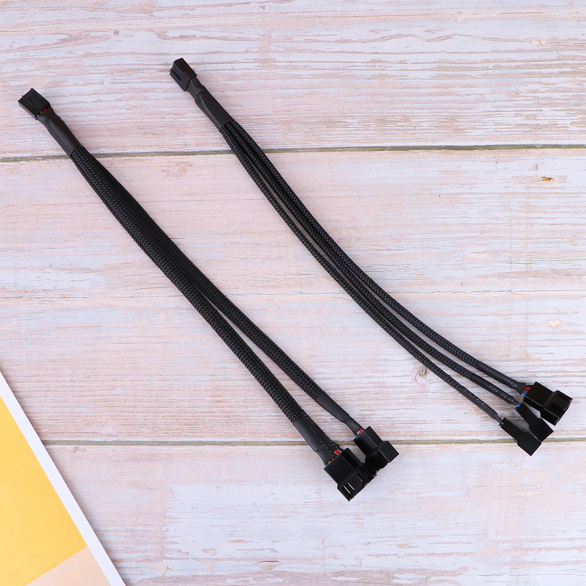 

2pc 1 To 3 Motherboard Pwm Fan Splitter Extension Cable Adapter Black Design Tachometer Support Resistored