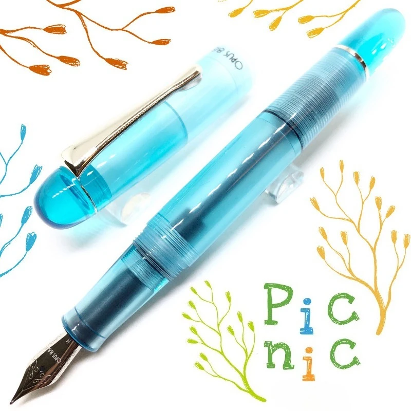 

Low Discount Pen,OPUS 88 PICNIC Fountain Pen Acrylic Resin Traditional Drop-in Type Transparent Blade Jowo F 0.5mm Nib Gifts Pen
