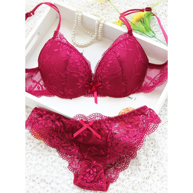 Women Sexy Lingerie Set Fashion Lace Lingerie Sets For Ladies Soild Color Bra Comfortable Intimates Underwear Suit Female