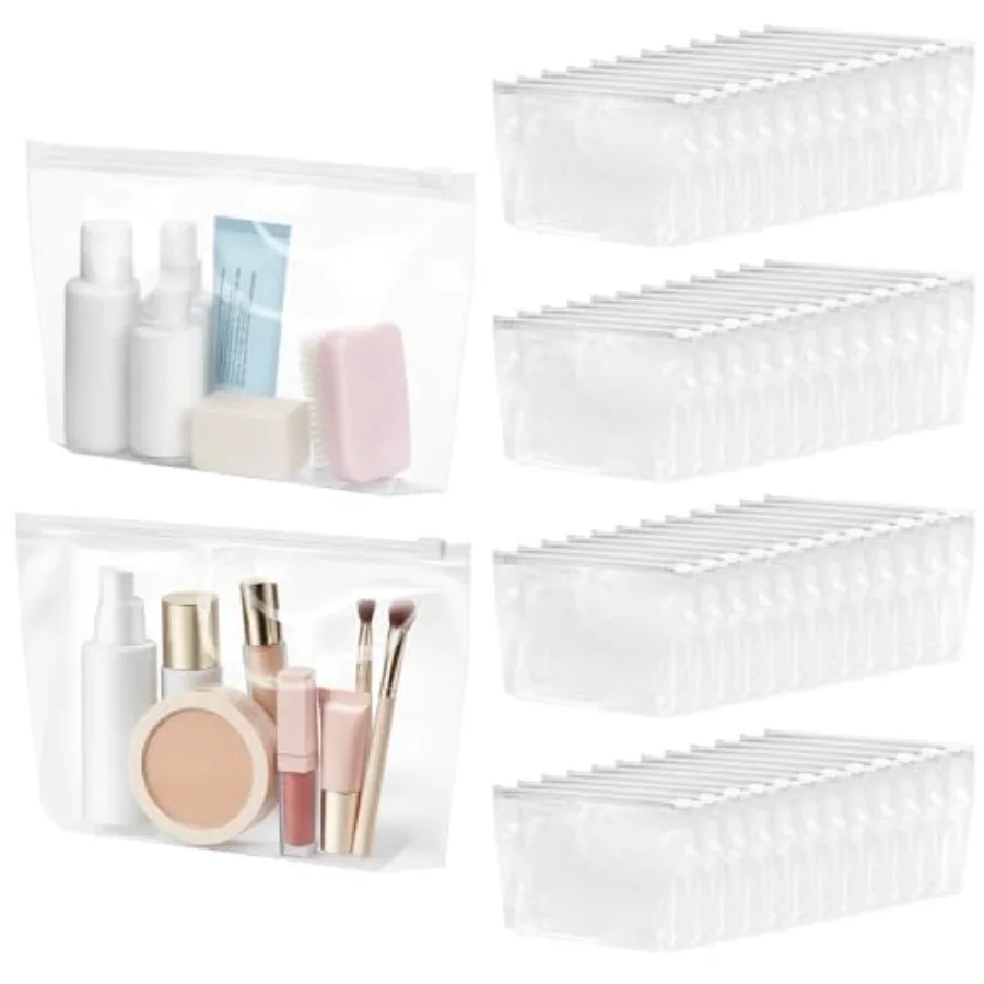

200 Pcs Small Toiletry Bags Bulk 5.12 x 8.11 Inches Clear Cosmetic Makeup Bags with Zipper Travel Pouches for Women Water