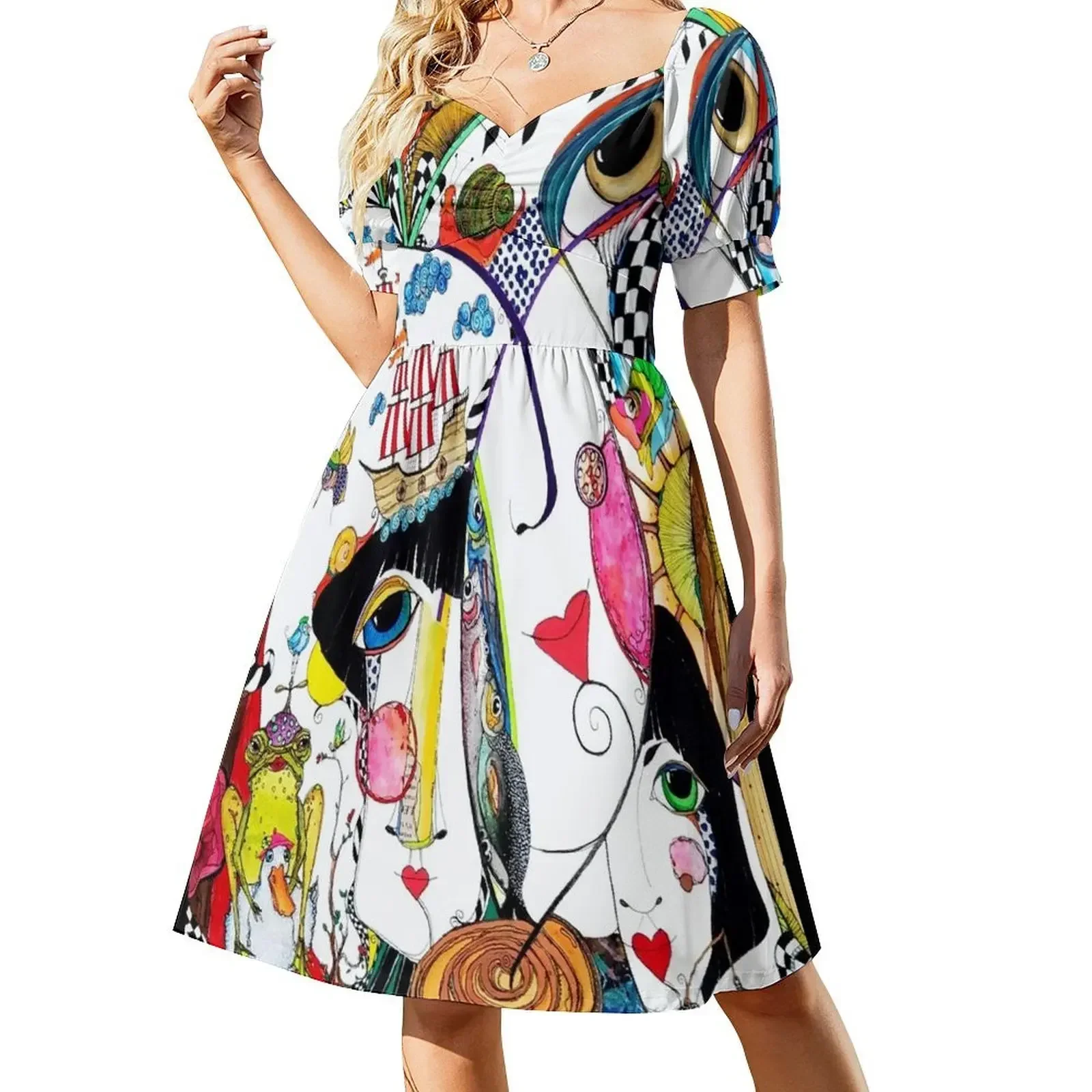 

Funky Friends Short-Sleeved Dress summer outfits for women 2025 Beachwear Dance dresses women clothes Dress
