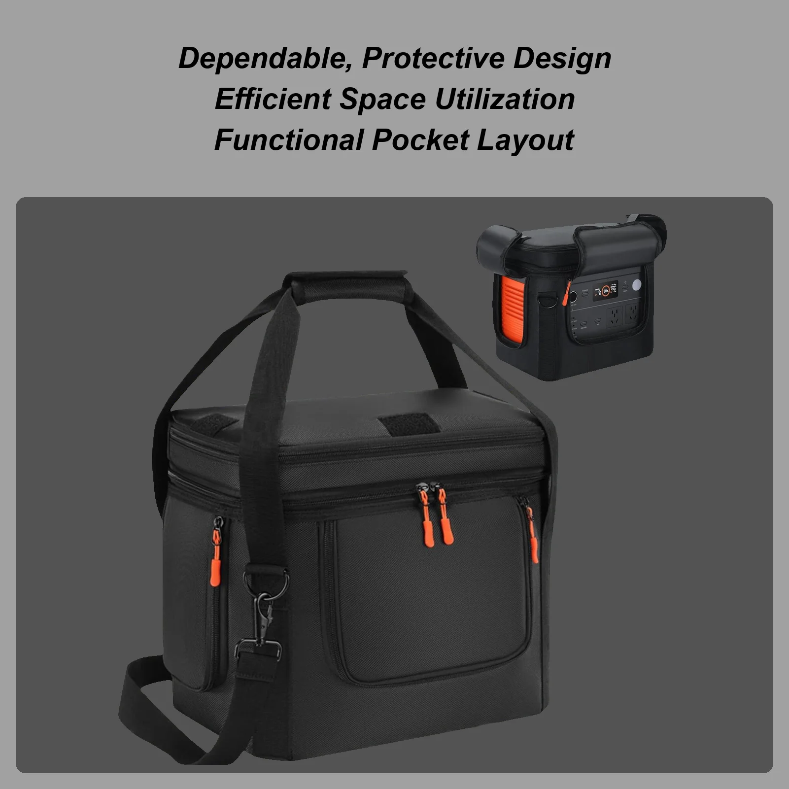 

Portable Power station Bag Heavy-Duty Carrying Bag with waterproof bottom side zipper both hand-carrying and shoulder-carrying