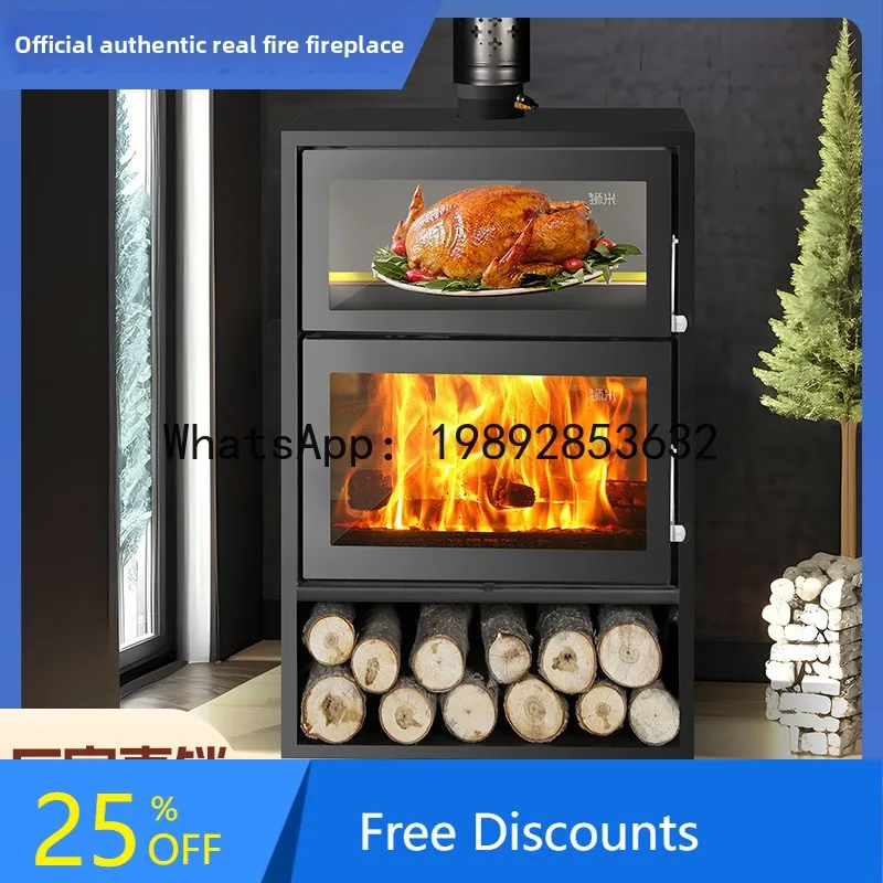 LYY Winter Heating Stove Wood-Burning Real Fire Wall Stove European Style Oven for Home Villa Living Room Homestay Rural Style