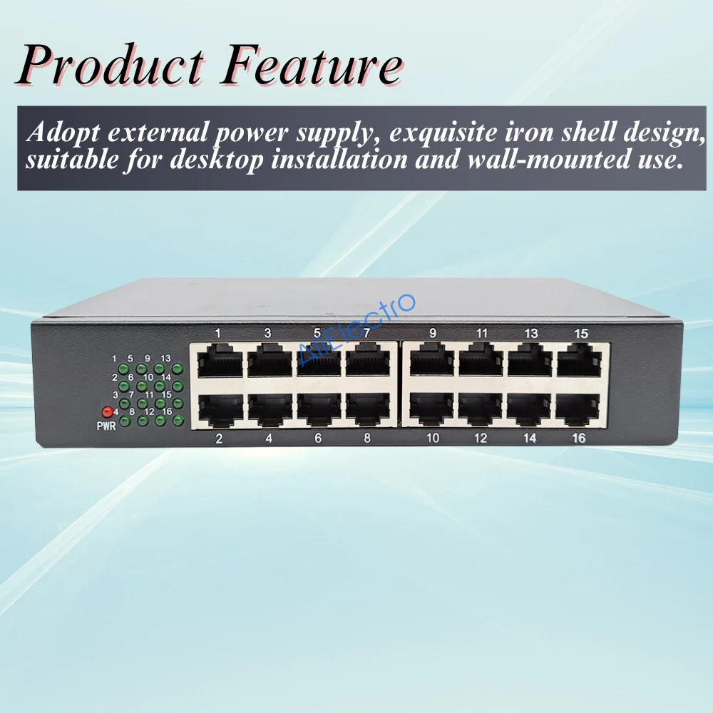 High Quality 16 Ports 100M Switch 10/100Mbps Network Switch Lan Hub High Performance Ethernet Smart Switcher