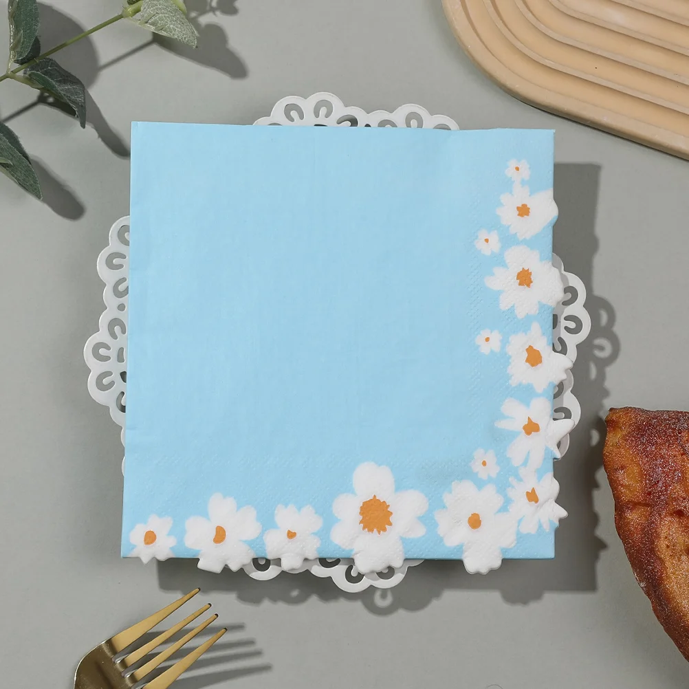 20 Pcs Daisy Napkin Decorative Paper Napkins Printing Cute Guest Towels Dinner Table Tissue Baby