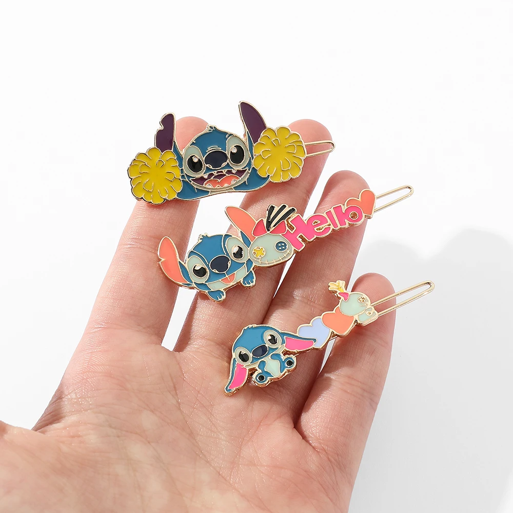 Bandai Anime Lilo & Stitch Hairpin Cute Cartoon Stitch Hair Clip Fashion Hair Pins for Women Head Accessories Peripheral Gift