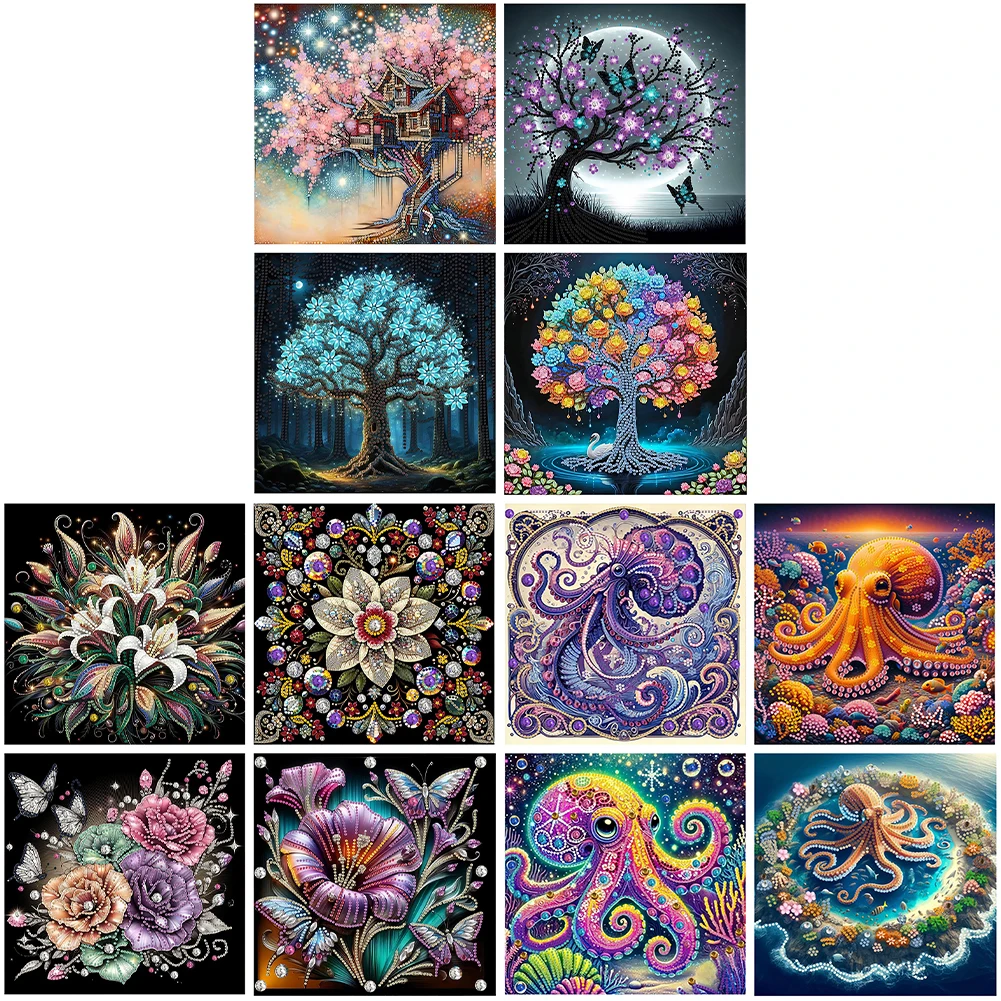 

4pcs Partial Drill Special Shape Diamond Painting Kits 30x30cm Crystal Rhinestone Paintings for Home Wall Decor