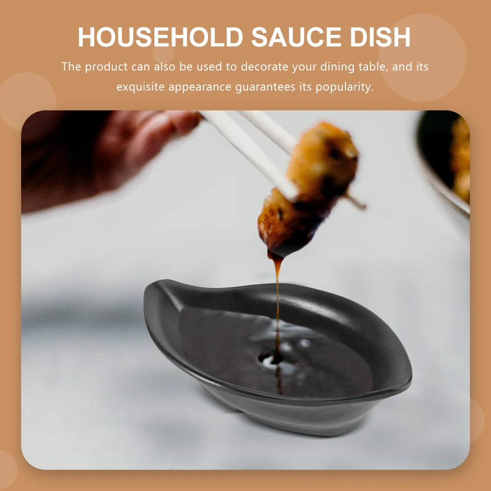 

3pcs Black Melamine Seasoning Plate Condiment Dish Household Sauce Bowl Imitation Ceramic Dipping Plate For Kitchen Tableware