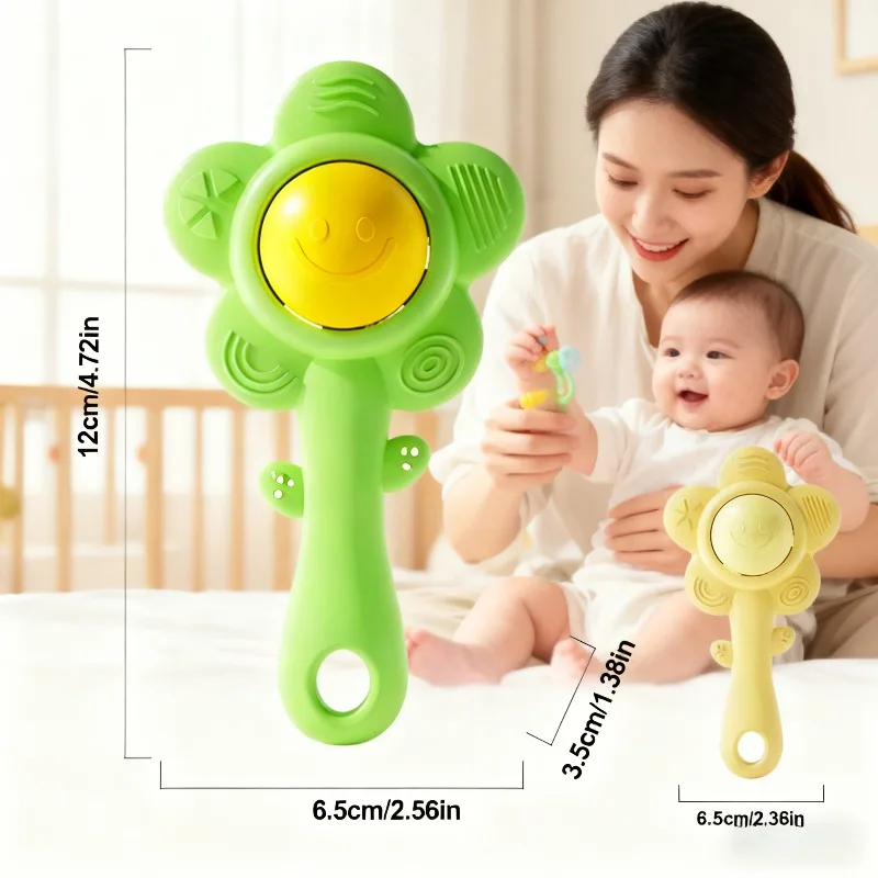 جرس مكرنك يدوي للأطفال، قابل للمضغ، مادة صديقة للبيئة، لعبة حسية للتعليم المبكر، رؤية تدريب الطفل