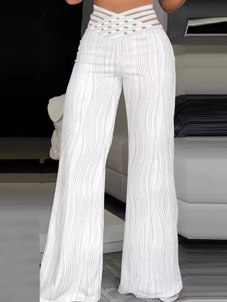 Women's Floral Embroidery Elastic Fabric Micro Flare Long Pants Spring Autumn New Arrival Comfortable Casual Trousers