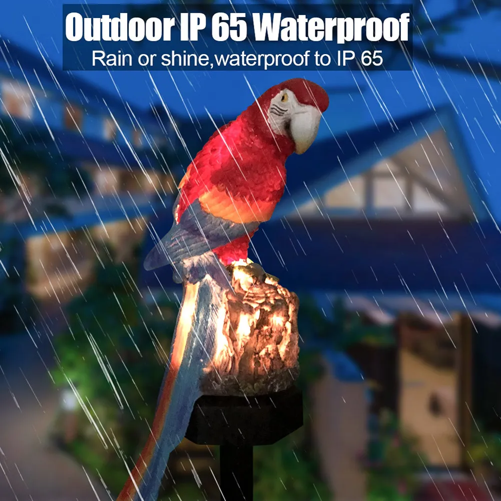 Modern Parrot Solar Lamp Garden Decor Resin Lantern Outdoor Waterproof Courtyard Lawn Pathway Animal Shape LED Lights A