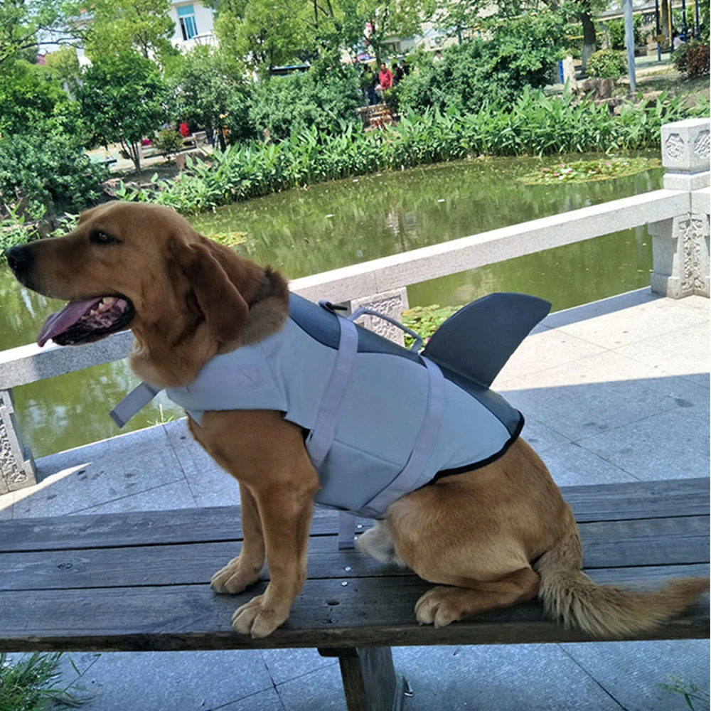 Life Jacket Dog Shark Dog Swimsuit Enhanced Buoyancy Small Dogs Swimming Clothes Safety Vest with Handle for Dogs Surfing