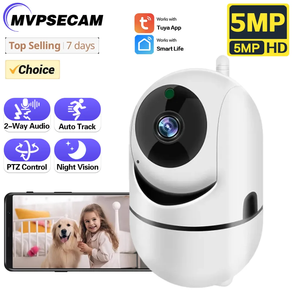 camera de seguranca ip inteligente com visao noturna vigilancia wifi cctv 5mp hd conversa bidirecional rastreamento inteligente monitor do bebe tuya app 01