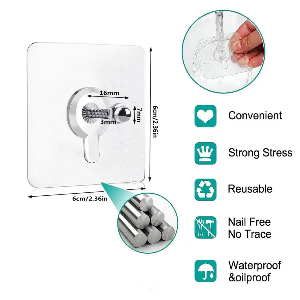 Self-adhesive Wall Hooks Clock Hanging Hooks 20pcs Heavy Duty Adhesive Wall Hooks Set No Drill Screw-free Hangers for Photo