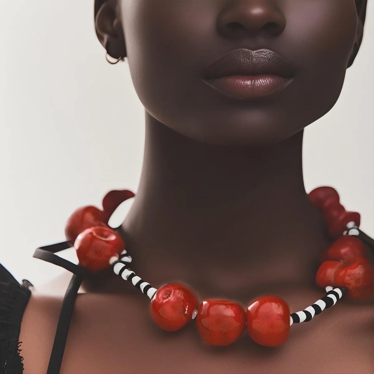 

ZAA Red Cherry Beads Short Choker Necklace for Women 2025 Trend Jewelry Holiday Party Gifts