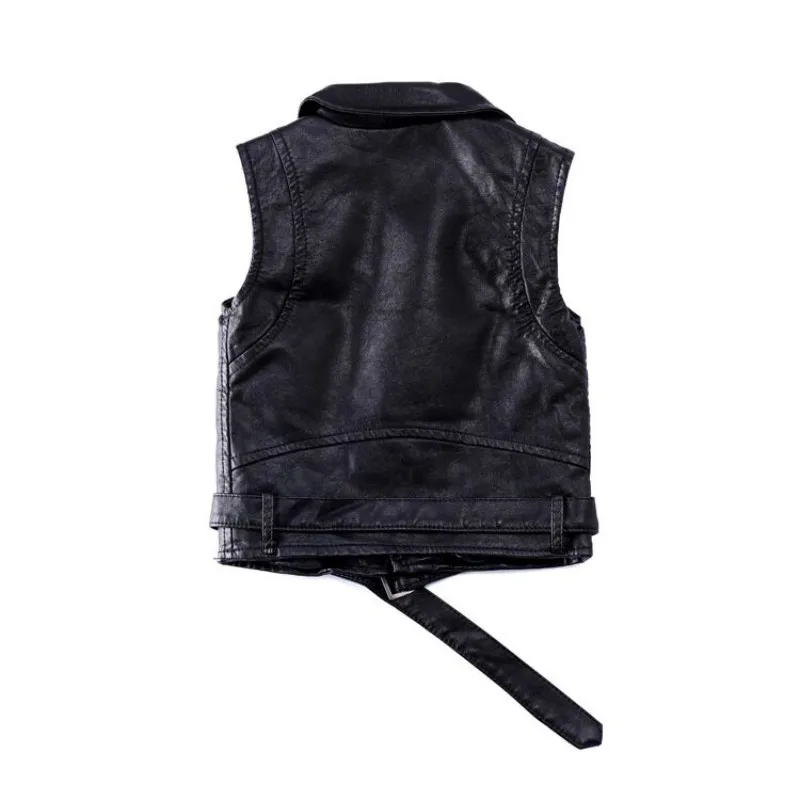 Children's PU Leather Waistcoat Jacket Spring Autumn Fashionable Boys Girls Vest New Arrival