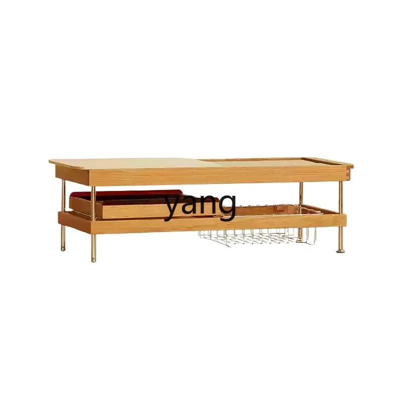 

Yjq cherry wood solid wood mobile coffee table surrounding stove tea table balcony mobile tea cabinet