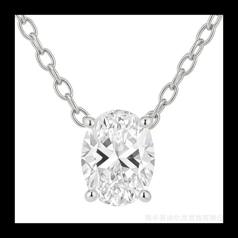 

Новое посеребренное овальное бриллиантовое колье S925 2025 года, простая цепочка на ключицу с четырьмя когтями DLXL628066