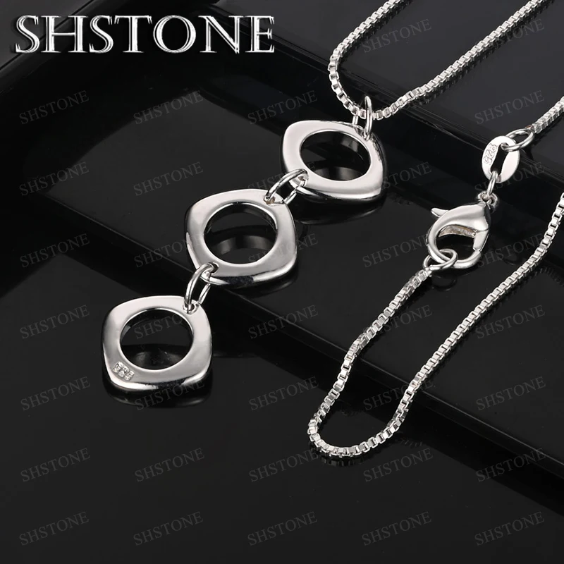 

Hot New 925 Sterling Silver Hollow Square Pendant Necklace Girl's Popular Gift Fashion Jewelry Birthday Party Gift Accessories