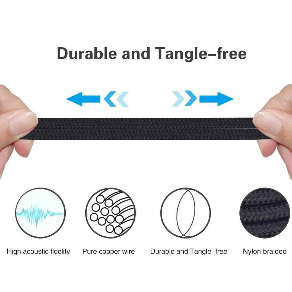 Cable de extensión trenzado de repuesto OFC Dual Aux de 3,5mm para auriculares Denon AH-D9200 AH-D7200 AH-D7100 AH-D5200 AH-D600