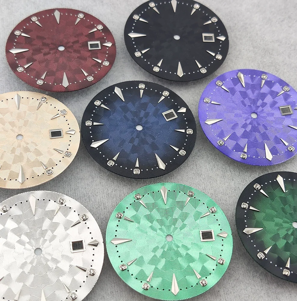 35mm Watch Dial NH35 Dial Cocktail Dial 35mm Watch Replacement Parts Diamond Dial Support For NH35/NH36 Movement Customized Logo