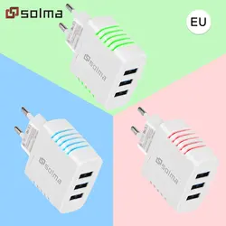 New EU Standard LED Charge Charger 3 ports USB Plug for Mobile Phone Travel Charger Universal Style Adapter