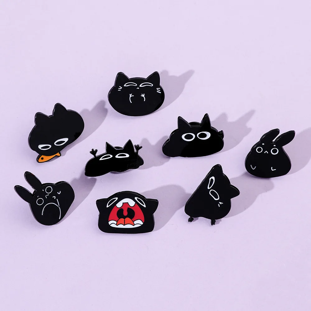 Fun animal series black dragon cat shaped brooch Simplicity fashion metal enamel badge clothing backpack pins decoration Jewelry