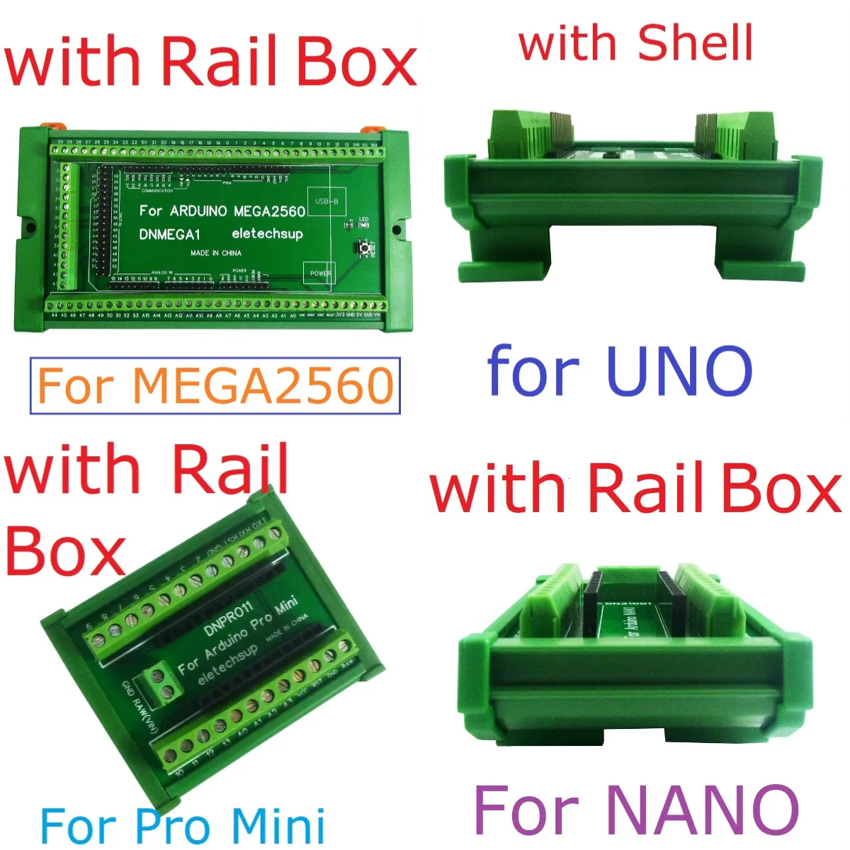 Modulo adattatore morsettiera a vite per montaggio su guida DIN per Mini scheda Arduino UNO/MEGA2560/NANO/Pro