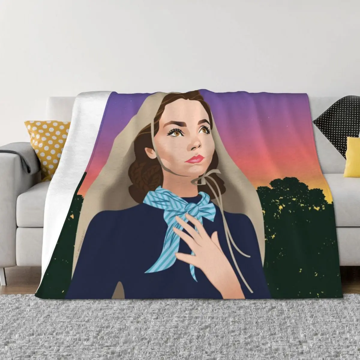 

Song of Bernadette Throw Blanket Loose Cute Plaid Decorative Sofa Thin Blankets