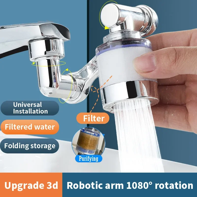 

New Universal Tap Aerator with Filter Element 1080° Splash-proof Swivel Faucet Filter Water Saving Filtration Purifie Wash Basi