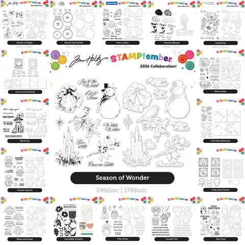 September 2026 NEW Winter Christmas Gothic Halloween Owl-o-ween Owl Floral Blooms Clear Stamp & Metal Cutting Die Set for Card