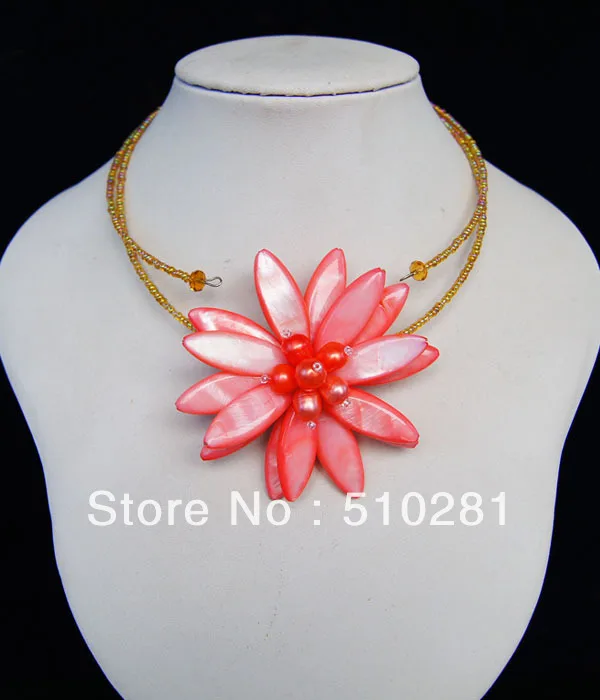 

Изысканно! !! элегантное ожерелье из розовой ракушки лотоса