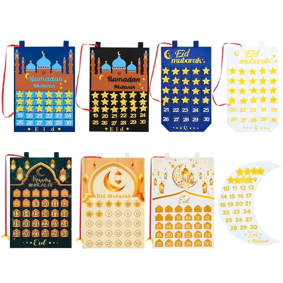 Ramadan Countdown Felt Calendar Eid Mubarak Decorations For Home Islamic Muslim Party Decor Ramadan Kareem Eid Al Adha Kid Gifts