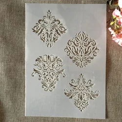 A4 29cm Four Mandala Totem Flowers DIY Layering Stencils Painting Scrapbook Coloring Embossing Album Decorative Template