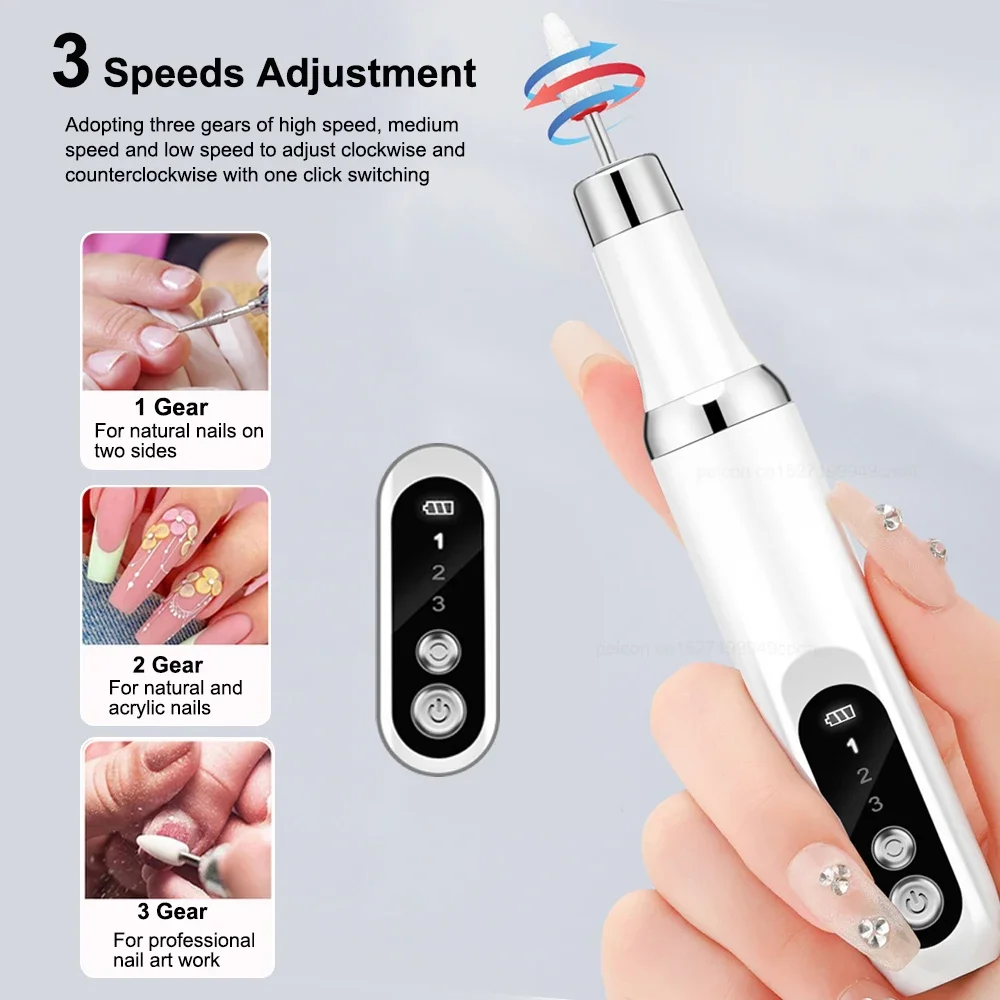 Professional Electric Nail Drill Machine 15000RPM Portable Manicure Pedicure Set for Acrylic Gel Nails New Nail File Tool