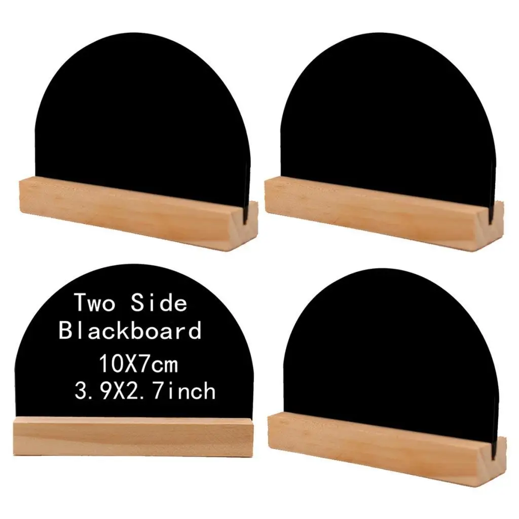 5x 4Pcs Mini Tabletop Chalkboard Signs with Removable Wood Base Stands,
