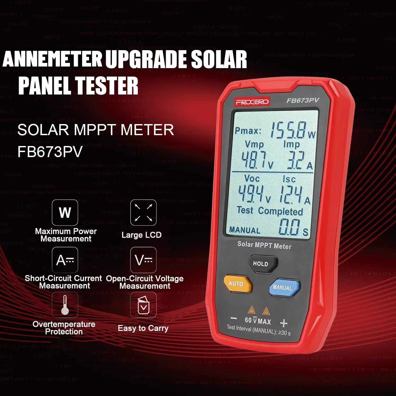 800W Solar Panel MPPT Tester - UT673PV PV Multimeter for Efficient Solar Analysis and Maximum Performance High-Precision