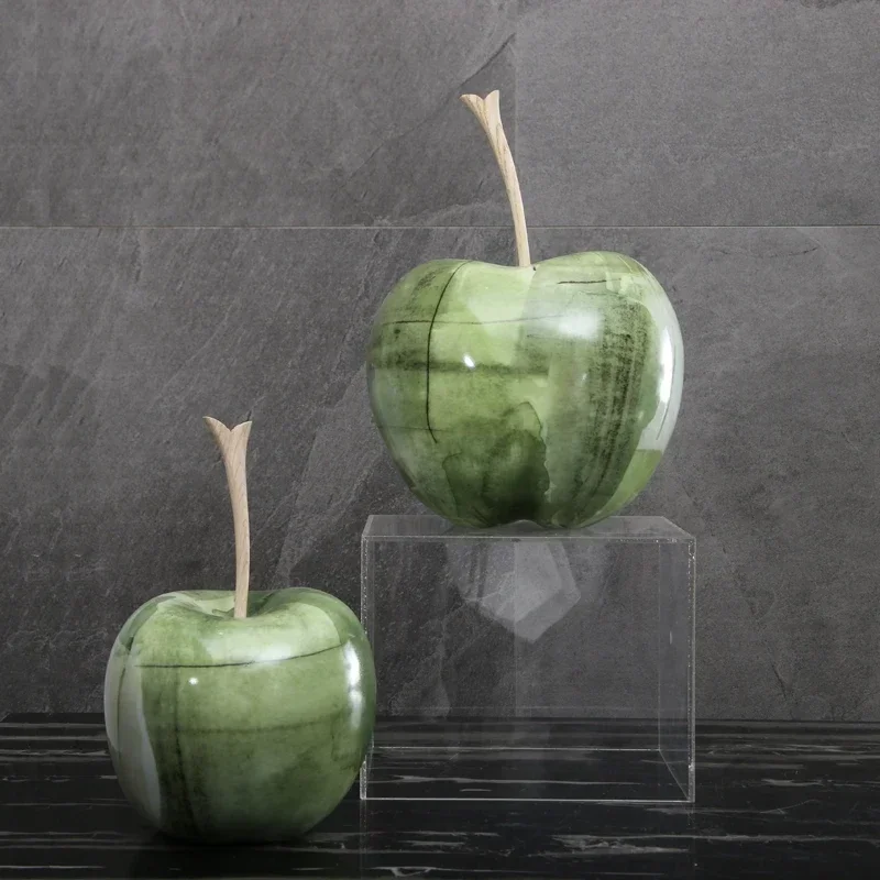 Green ceramic apple ornaments study living room wine cabinet soft decoration