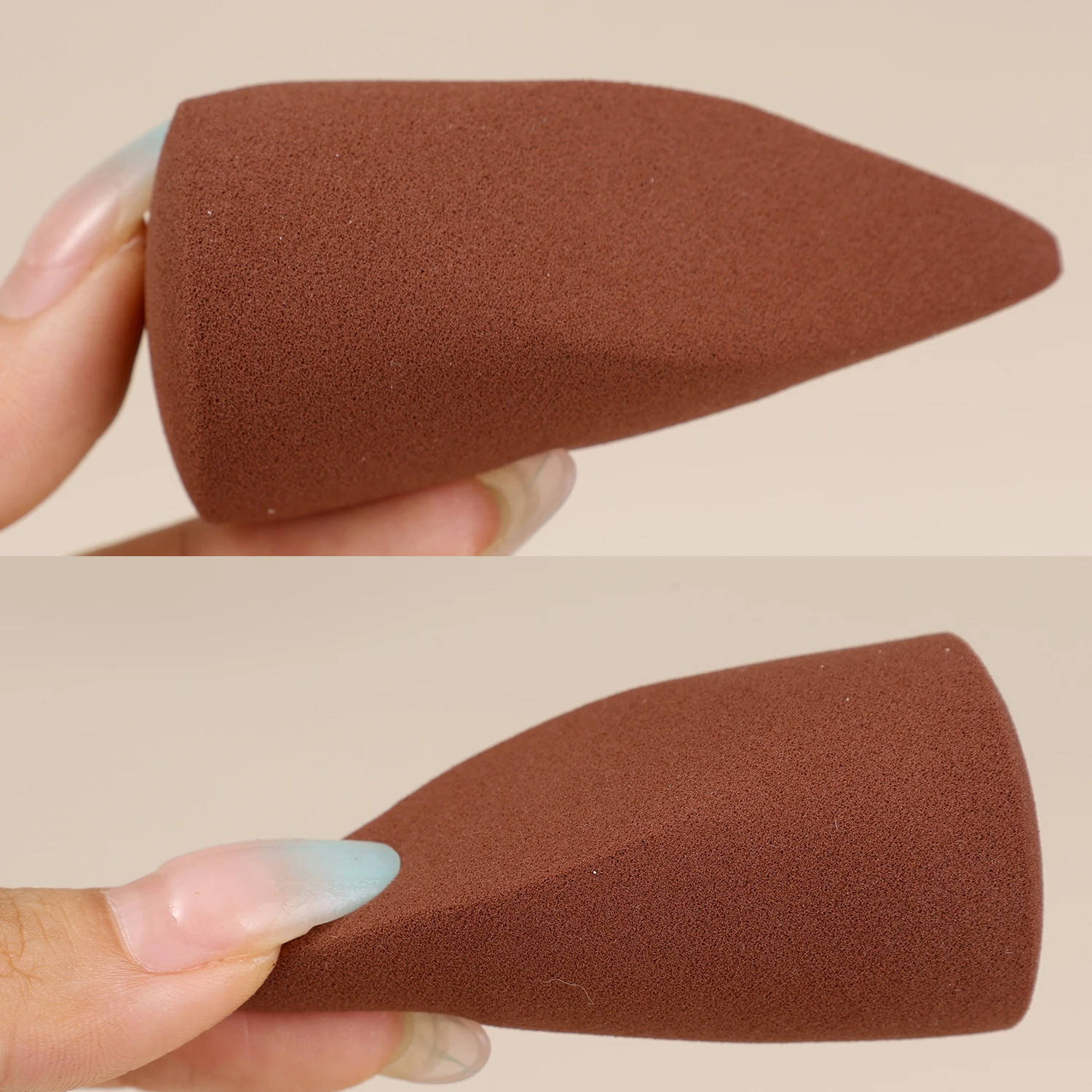 2 STKS Nieuwe Precisie Make-up Spons Zwart Bruin Nat en Droog Gebruik Zachte Spons Poederdonsjes Vingertoppen Cosmetische Bladerdeeg Gemakkelijk te gebruiken Gereedschap