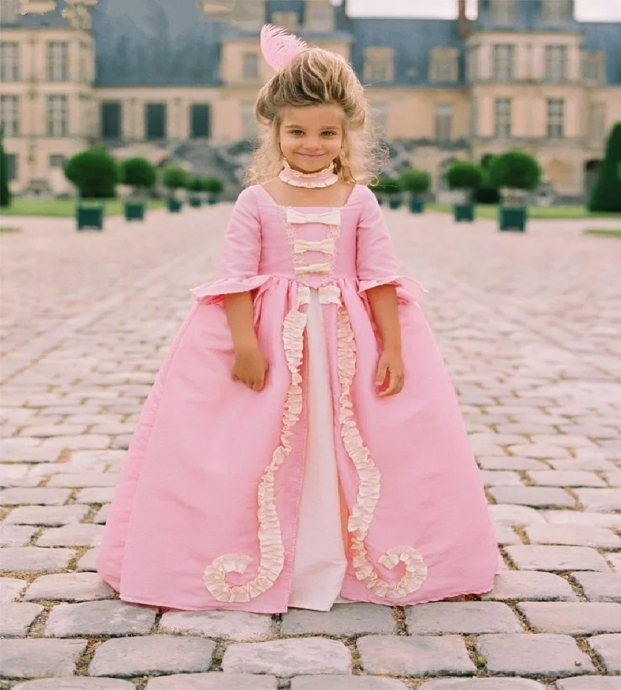 

Vicorian Southern Belle Flower Girls Dress 1860s Rococo victorian bow Kids wedding Birthday Party Customized